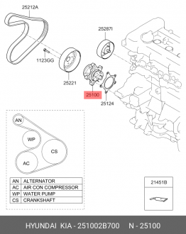 ® Pompa apa Hyundai 251002B700